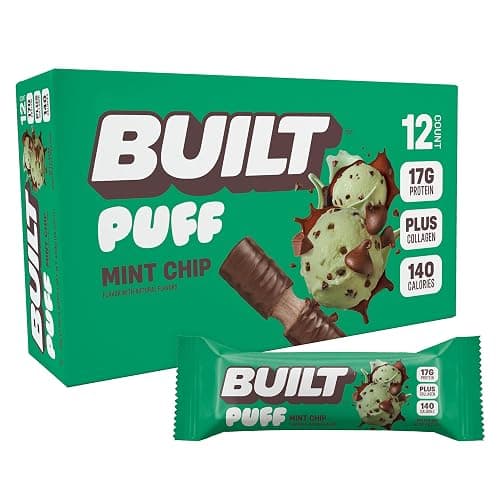 BUILT Bar Puff Protein Bars - Mint Chip - 17g Protein Snack Bars with Collagen - Calorie Conscious & Gluten Free - 12 Count - Image 1