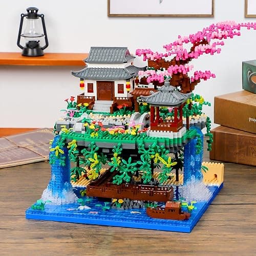 NEWABWN Cherry Blossom Tree Building Set with Lighting, Architecture of Peach Blossom Micro Building Blocks, Japanese Architecture Zen Garden Kit for 14+ Kids Adults (3320 Pieces) thumbnail 5