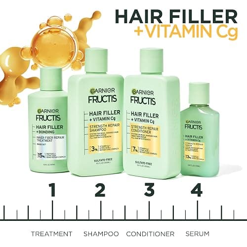 Garnier Fructis Hair Filler Strength Repair Shampoo and Conditioner Set with Vitamin Cg, Weak Hair Care, 10.1 Fl Oz, 2 Items, 1 Kit thumbnail 5