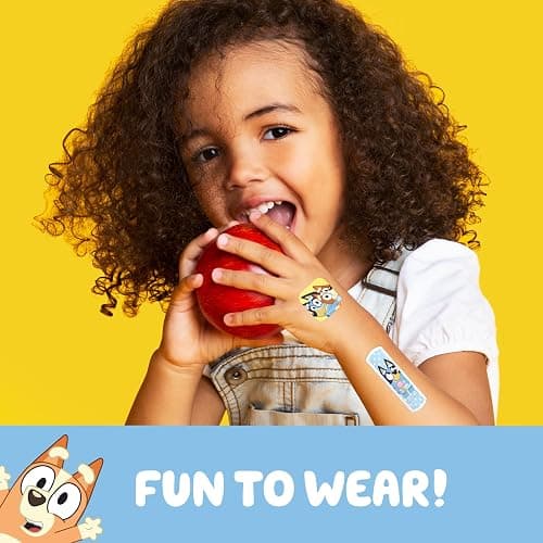 Bluey Kids Bandages, 3 Assorted Sizes 100 CT | Wear Like Stickers, Flexible Adhesive Bandages for Minor Cuts, Scrapes, and Burns. Great Gift idea and Stocking Stuffer thumbnail 5