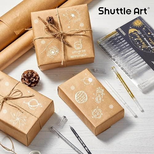 Shuttle Art Colored Pens, 22 Black White Gray & Metallic Tone Colors Cute Journal Pens 0.6mm Fine Point Colored Gel Pens for Black Paper Writing Drawing Journaling Note Taking School Office Home thumbnail 9