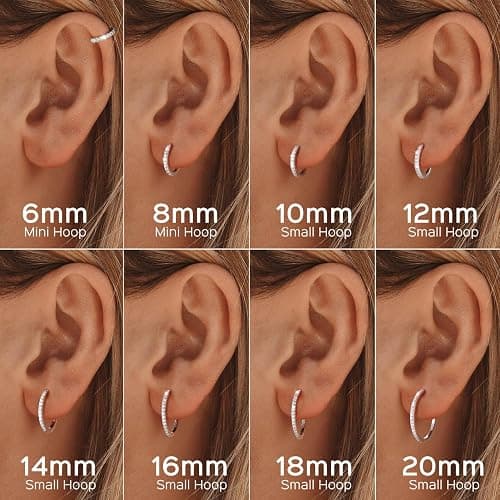 ChicSilver 925 Sterling Silver Huggie Earrings for Women 14K Gold Plated Silver Hoop Earrings for Women Hypoallergenic Small Cubic Zirconia Huggie Earring (6/8/10/12/14/16/18/20mm) thumbnail 5