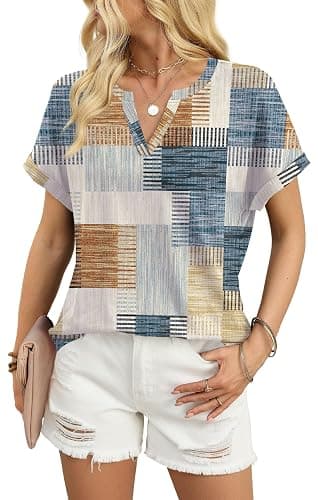 WIHOLL Womens Blouses Spring Tops Short Sleeve Shirts Dressy Casual Summer Vacation Fashion Clothing 2026 thumbnail 4
