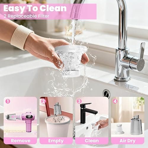 BELIBUY Women-Friendly Cordless Pink Car Vacuum Cleaner – 15000Pa Portable Mini Handheld Vacuum Cleaner, Effortlessly Handles Car,Office,Home & Pet Cleaning thumbnail 6