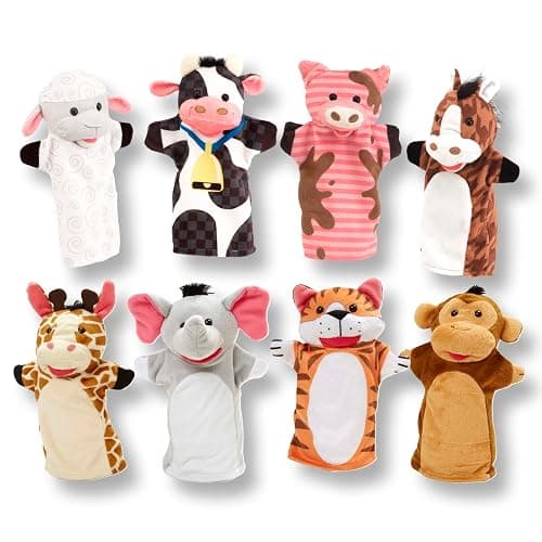 Melissa & Doug Animal Hand Puppets (Set of 2, 4 Animals in Each) - Zoo Friends and Farm Friends thumbnail 4