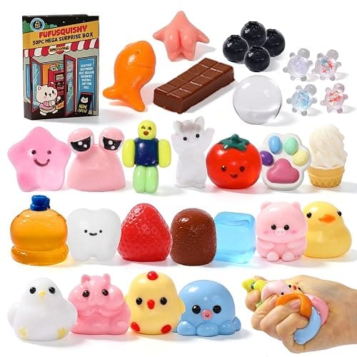 FUFUSQUISHY 30Pcs taba Squishy Toys Party Favors for Kids 4-8 8-12 Silicone Stress Relief Fidget Toys Treasure Box Classroom Birthday Xmax Gifts fufu Squishy - Image 1