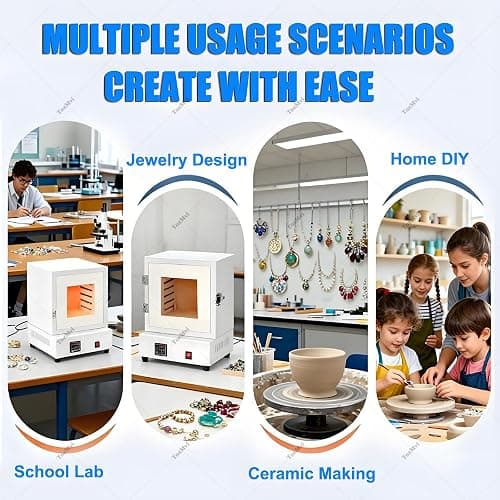 2000W Electric Kiln for Jewelry Making, Pottery Glazing & Metal Casting, Max Temp 1150℃, Ceramic Muffle Furnace for Home & Laboratory Use thumbnail 8