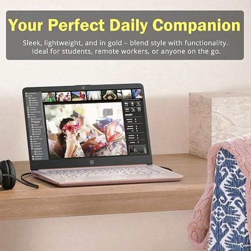 HP Stream 14" HD Laptop, Intel Processor N150, 4GB RAM, 128GB UFS, Intel Graphics, Webcam, Wi-Fi 6, Long Battery Life, Copilot, Windows 11 S, Gold (Renewed) thumbnail 9