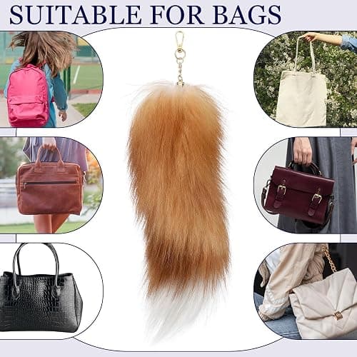 Ferreve 2/4/6/8 Pcs Fluffy Therian Tail Keychain Soft Fox Fur Tail Keychain for Women Handbag Cosplay Costume 2 Sizes thumbnail 3
