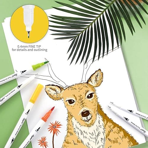 Leceha Dual Tip Art Markers Pens for Kids Adult Coloring Books Artist Fine and Brush Tip Colored Pens Water-color Pens for Journaling Note Taking Writing Planning Art Project thumbnail 7