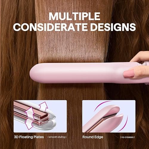Wavytalk 3 in 1 Curling Wand Set, Multi Curl, Curling Iron Set with Heated Round Brush, Flat Iron Hair Straightener, 1 1/4 inch Curling Iron, Dual Voltage Hair Curler(Pink) thumbnail 3