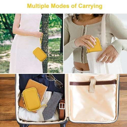 Canboc Carrying Case for KODAK EKTAR H35/ H35N/ KODAK Snapic A1 Film Camera, H35/ Snapic A1 Film Camera Bag, Zipper Mesh Pocket fits Film, Batteries, USB Cable, Yellow (Case Only) thumbnail 3