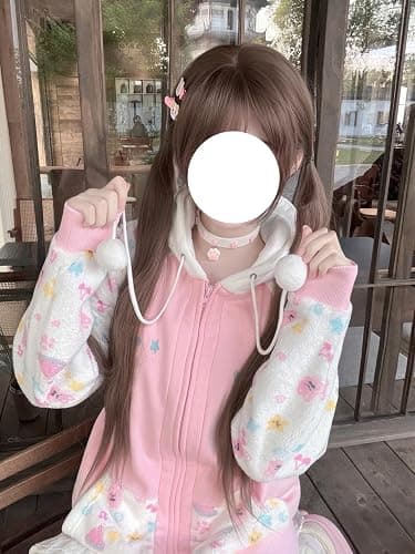 Erqiroc Tenshi Kawaii Hoodie Cutecore Clothes Cat Print Hoodies Star Jojifuku thumbnail 3