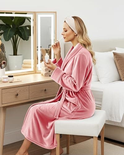 NY Threads Premium Womens Robe, Plush Fleece Long Bath Robe for Women, Fluffy Soft Women's Bathrobe thumbnail 6