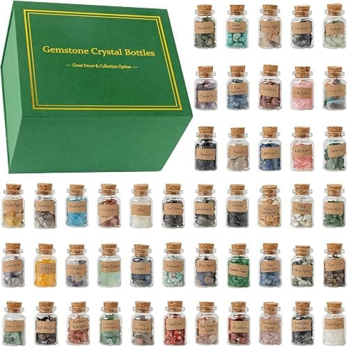 KHOCOEE 48pcs Different Crystals and Healing Stones, Gemstone and Crystals Bottles, Chakra Healing Crystals for Witchcraft, Great Choice for Gift, Collection and Home Decor thumbnail 2