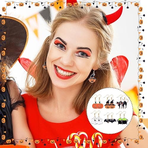 Riceshoot 72 Pairs Holiday Earrings for Women Fall Autumn Halloween Earring Thanksgiving Christmas Earrings Gifts thumbnail 7