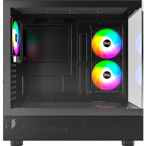 MONTECH XR-B, ATX Mid-Tower PC Gaming Case, 3x120mm ARGB PWM Fans Pre-Installed, Full-View Dual Tempered Glass Panel, Wood-Grain Design I/O Interface, Support 4090 GPUs, 360mm Radiator Support, Black thumbnail 3