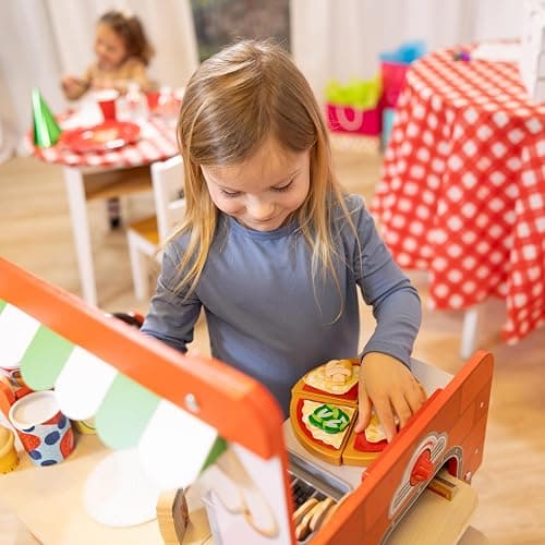 Melissa & Doug Wooden Pizza Food Truck Activity Center with Play Food, for Boys and Girls 3+ thumbnail 2