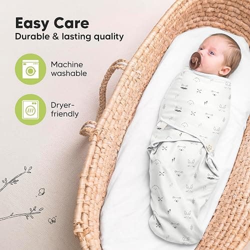 KeaBabies 3-Pack Organic Baby Swaddle Sleep Sacks - Swaddles for Newborns, Infant 0-3 Months, Baby Girls, Boys, Soft & Snug Newborn Sleep Sack, Nursery Swaddling Blankets (Nordic) thumbnail 7