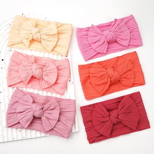 CÉLLOT Super Stretchy Soft Knot Headbands with Hair Bows Head Wrap Hair Accessories For Newborn Baby Girls Infant Toddlers Kids thumbnail 5