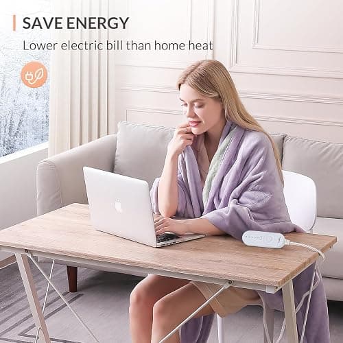 HOMLYNS Heated Throw Blanket, 5 Heat Settings & 3 Hours Timer, Purple | 50" × 60", ETL Certified, Rapid Heating, Soft Flannel and Sherpa, 8.5 Ft Cord, Only For 120V Voltage Use thumbnail 8