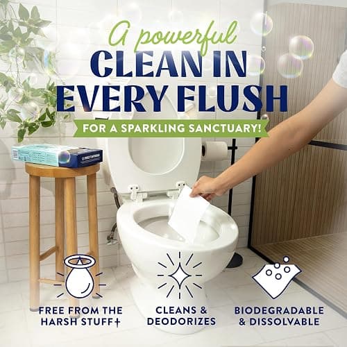 Cleancult Toilet Bowl Cleaner Sheets - Dissolvable, Septic Safe, Effective Cleaning, Removes Stains & Rings, Cleans & Deodorizes - 32 Uses - Fresh Lemon Scent - Plastic-Free Packaging,(Pack of 2) thumbnail 2