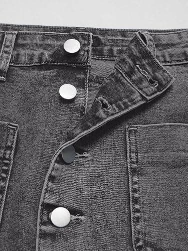 Flamingals Denim Skirt for Women Midi Skirts High Waist Vintage Button Front Stretch Long Jean Skirt Fall Fashion thumbnail 6