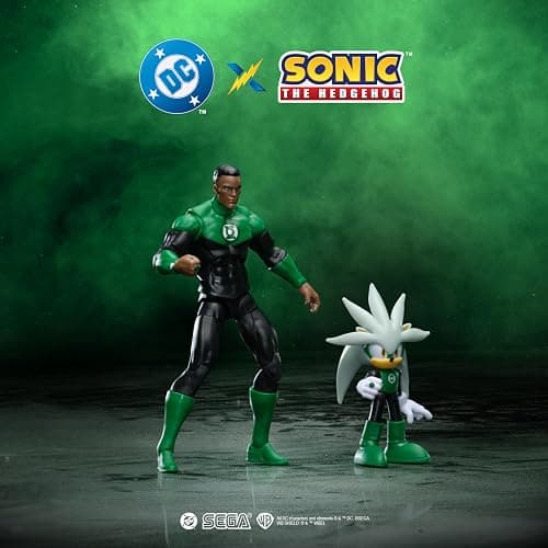 DC X Sonic Collectable Action Figure Multipack Pair of Silver as Green Lantern and Green Lantern Himself! Featuring Multiple Points of Articulation for Action-Packed Posing thumbnail 2