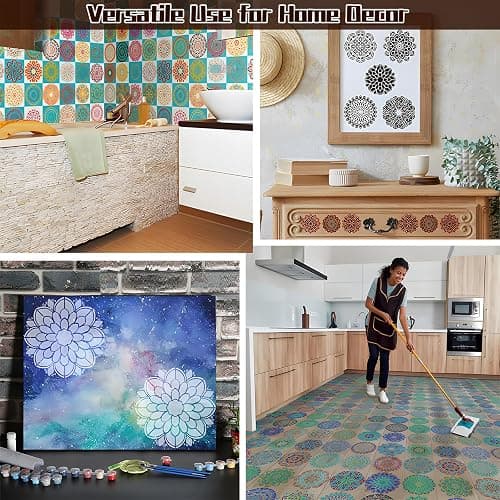 Mandala Stencils for Painting, Small Diwali Rangoli Stencils for Crafts on Wood Wall Furniture Fabric Tile Rock Mat, Plastic Drawing Templates for Diwali Decorations DIY Projects & Home Decor thumbnail 6