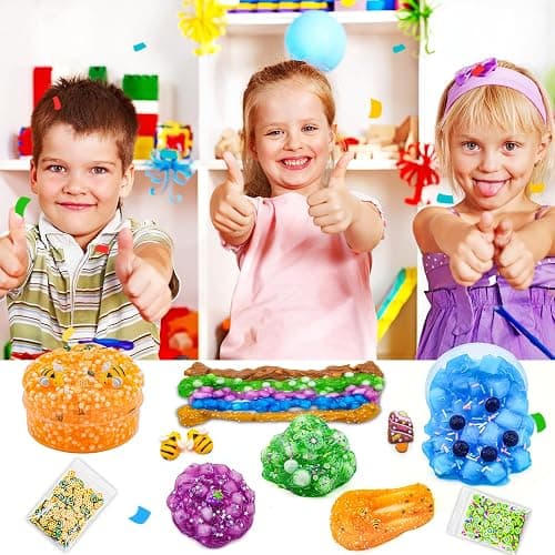 Elover Variety Textured Slime (6 Pack x 3.5oz) Premade DIY Slime Kit Toy with Add-Ins Perfect Birthday Present Party Favors for Kids Ages 8-12 thumbnail 5