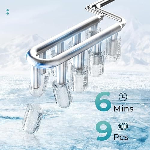 EUHOMY Countertop Ice Maker Machine with Handle, 26.4lbs Per Day, 9 Ice Cubes Ready in 6 Mins, Auto-Cleaning Portable Ice Maker with Basket and Scoop, for Home/Kitchen/Camping/RV (Black) thumbnail 4