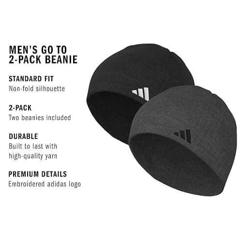 Adidas Men's Beanie 2-Pack – Standard Fit Winter Knit Hat Skull Cap thumbnail 2