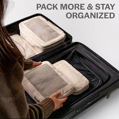 Aerotrunk Compression Packing Cubes for Travel - Luggage Organizer Bags - Double Zipper Packing Cubes for Suitcases (6-Pack, Rose) thumbnail 9