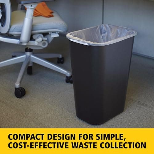 Rubbermaid Commercial Products Deskside Wastebasket/Trash Can, 10.25-Gallon/41-Quart, Black, Plastic, Garbage Can for Home/Office, Fits Under Desk/Sink/Cabinet thumbnail 3