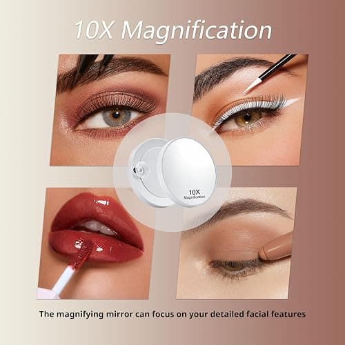 Acoolda Vanity Mirror with Lights, Hollywood Vanity Makeup Mirror with 9 Dimmable LED Bulbs, 3 Color Lighting Modes, Detachable 10X Magnification, 360°Rotation,White thumbnail 5