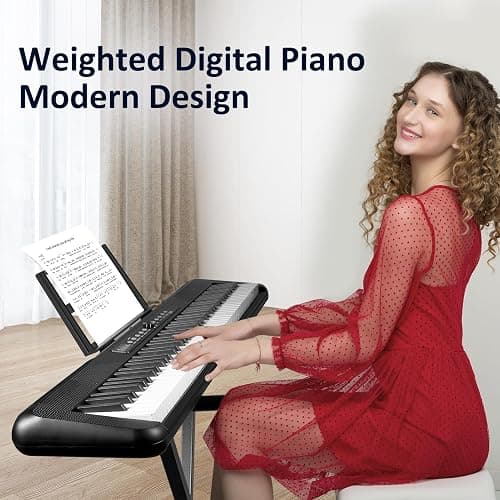 88 Key Piano Keyboard, Semi Weighted Electronic Digital Piano with Music Stand, Power Supply, Sustain Pedal, Bluetooth, Stand, MIDI, for Beginner Professional at Home, Stage thumbnail 6