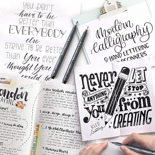 Hethrone Penne Calligrafiche, penne per scrivere a mano e set di calligrafia nera per principianti, Scrittura, Firma, Disegno e Illustrazione (8 dimensioni) thumbnail 2