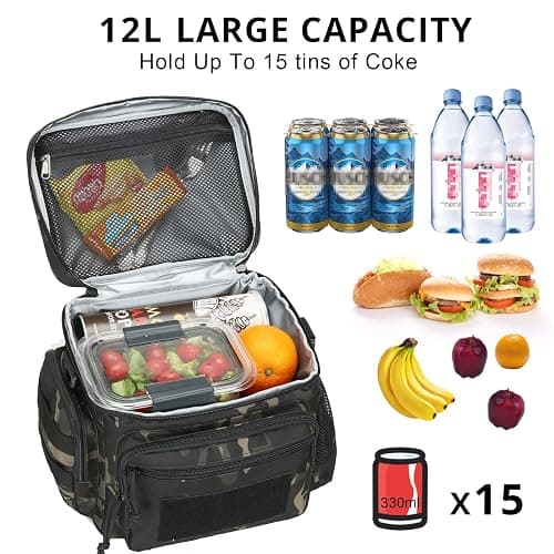 ATRIPACK Lunch Box for Men, Tactical Lunch Bag MOLLE Webbing Leakproof Insulated Large Lunch Cooler Women Adult Meal with Adjustable Shoulder Strap Durable Lunch Pail (Camo-Black) thumbnail 4