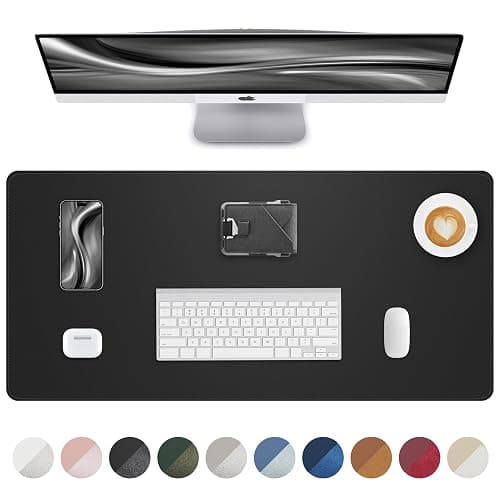 Leather Desk Pad Protector, Mouse Pad, Office Desk Mat, Non-Slip PU Leather Desk Blotter, Laptop Desk Pad, Waterproof Desk Writing Pad for Office and Home (Black, 31.5" x 15.7") - Image 1