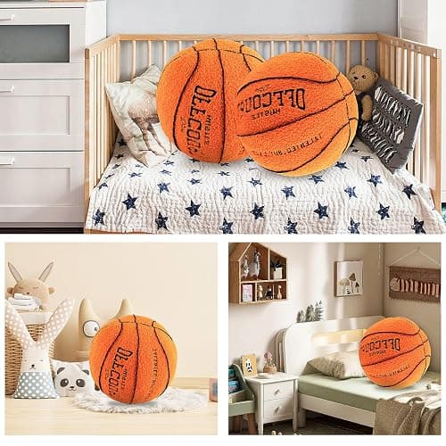Cuscino da Basket in Peluche 3D, 25 cm - Morbido Decorazione 2024, Creativo per la Stanza - Regalo per Bambini Amanti del Basket thumbnail 6