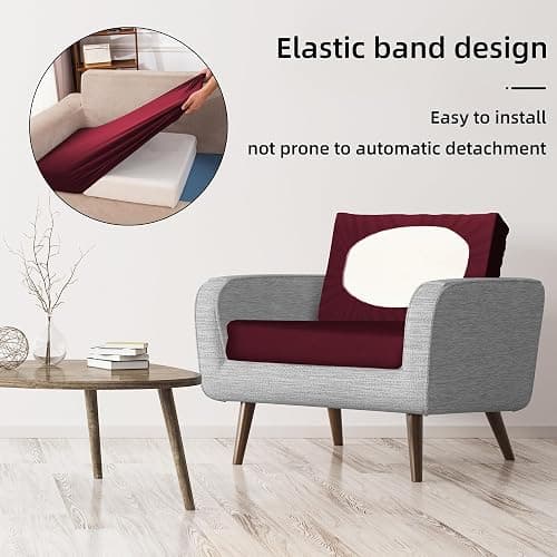 8Pcs Stretch Patio Cushion Covers,Outdoor Couch Covers Replacement,Outdoor Couch & Sofa Slipcovers,for Patio Furniture Cushion Covers,Washable Reusable urniture Protector (Wine Red,Cover Only) thumbnail 5