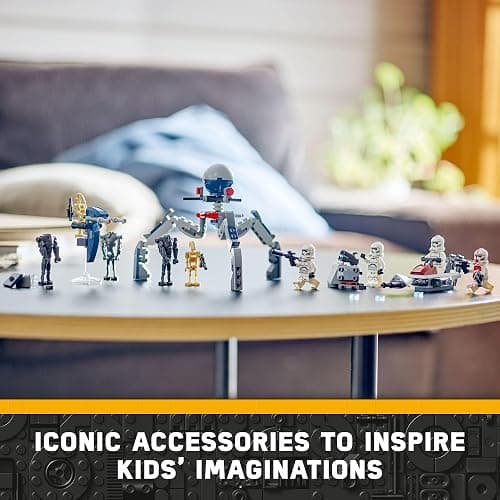 LEGO Star Wars Clone Trooper & Battle Droid Battle Pack Set for Kids, Buildable Toy Speeder Bike Vehicle, Tri-Droid and Defensive Post, Collectible, Gift for Boys and Girls Aged 7 and Up, 75372 thumbnail 5