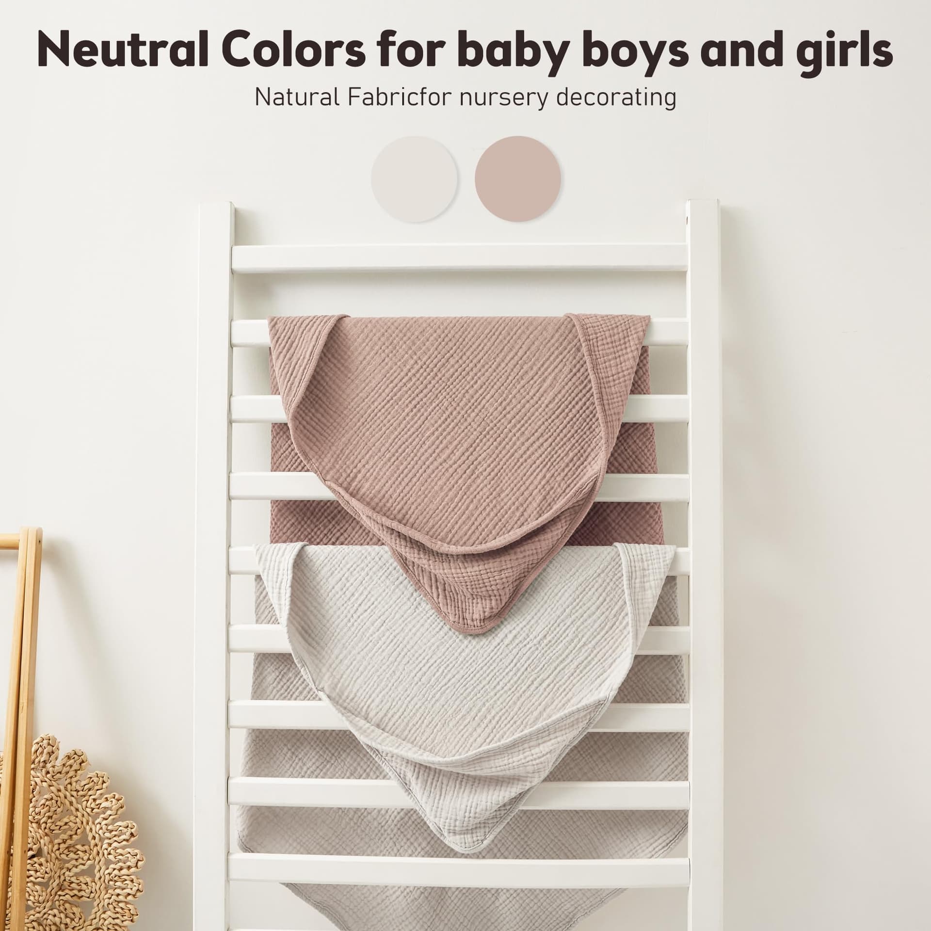 Susurration - Toallas de baño de muselina con capucha para bebé recién nacido, 100% algodón muselina para bebés unisex, niños y niñas - 76 x 76 cm, paquete de 2 (Arena y Crema) thumbnail 7