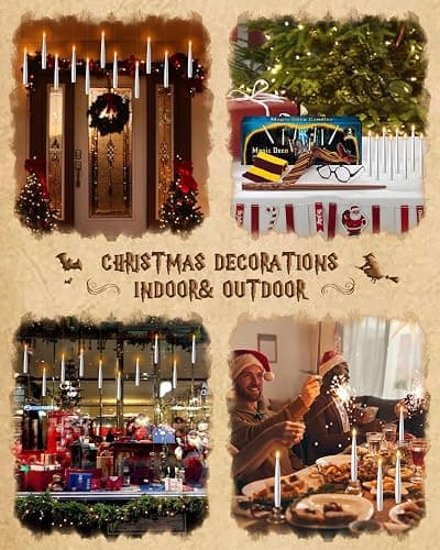 Floating Candles with Wand Remote 18PCS - Christmas Hanging Candle with Glasses, Tie, Scarf, Magic Flameless Taper Candles Floating Lights Gifts for Xmas Decorations Wedding Birthday Party Decor thumbnail 4