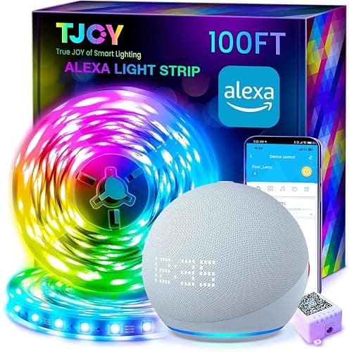 TJOY 100FT Smart Led Strip Lights for Bedroom Alexa Compatible Wireless RGB | Music Sync, RGB Color Changing Lights for Room Decor(APP+Remote+Voice control) - Image 1
