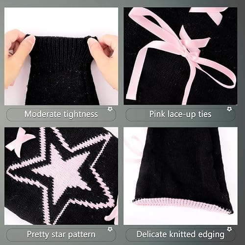Junely 2 Pairs Leg Warmers for Women Kawaii Leg Warmer Cute Legwarmers Japanese Socks Halloween Goth Emo Gyaru Accessories thumbnail 6