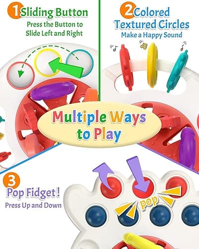 Yetonamr Baby Sensory Montessori Toys for 6-12-18 Months, Pull String Silicone Teething Toy, Toddler Birthday Gift Travel Toy for 1 2 Year Old Boy Girl Infant 8 9 10 Months Old - Red thumbnail 6