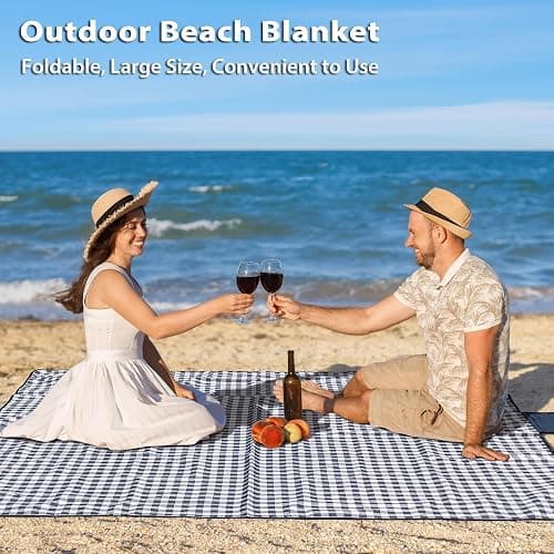 HOUSEKIT Extra Large Picnic Outdoor Blanket, 79''x79'' Waterproof Picnic Blankets Sandproof Foldable Beach Blanket Picnic mat for Camping Grass Lawn Park thumbnail 5