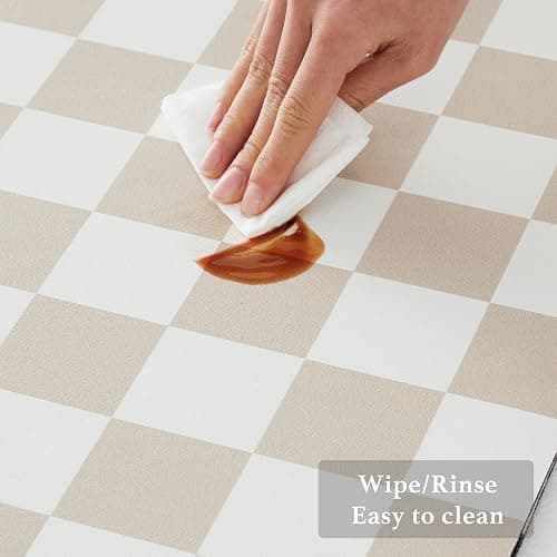 Ohocut Checkered Dish Drying Mat for Kitchen Counter, Coffee Bar Station Accessories, Retro Cute Aesthetic Modern Absorbent Drainer Mat Kitchen Drying Mat Easy Clean, Beige 12" x 19" thumbnail 5