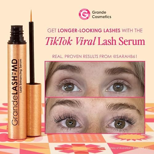Grande Cosmetics GrandeLASH-MD Lash Enhancing Serum - Peptide & Vitamin Infused Formula for Longer, Thicker, Fuller Looking Lashes - Ophthalmologist Tested, Cruelty-Free thumbnail 2
